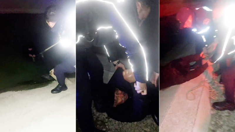 Sumqayıtda yaşlı kişi kanala yıxıldı, polislər köməyə çatdı