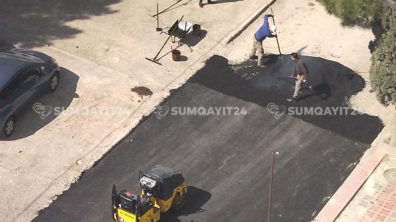 9-cu mikrorayonda yol asfaltlanır - VİDEO