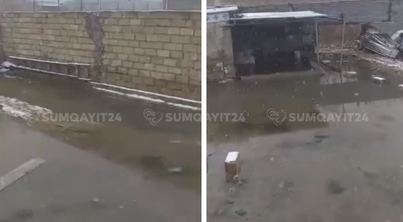 Sumqayıtda kanlizasiya suyu evlərə dolur - VİDEO
