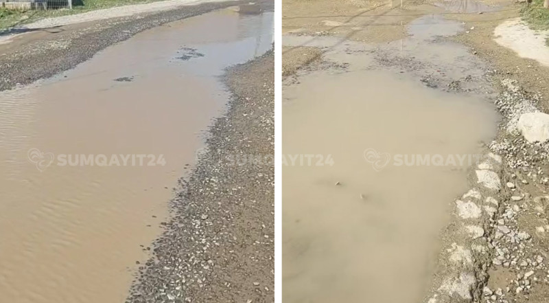 Sumqayıtda iki küçəni su basıb