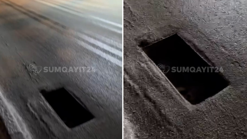 Sumqayıtda açıq kanalizasiya lüku: Sakinlər təhlükə altında