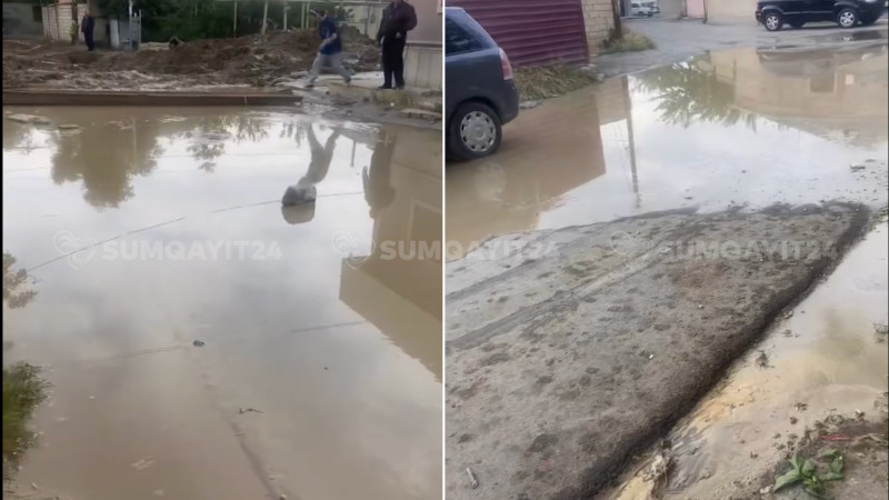 Kanalizasiya sularında batan küçə - VİDEO