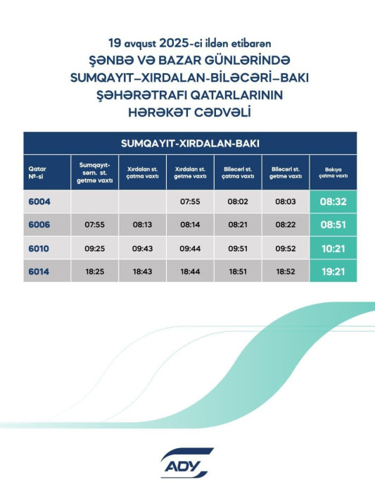 Qatarların qrafiki dəyişdi - CƏDVƏL Qatarların qrafiki dəyişdi - CƏDVƏL