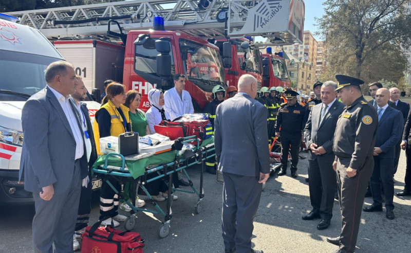 FHN-in Sumqayıt Regional Mərkəzi nümunəvi mülki müdafiə məşqi keçirib
