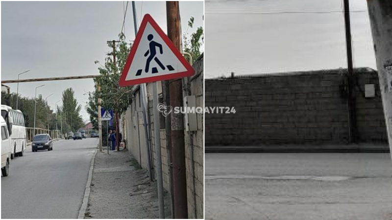 Sumqayıtda piyada zolağının adı var, özü YOXDUR