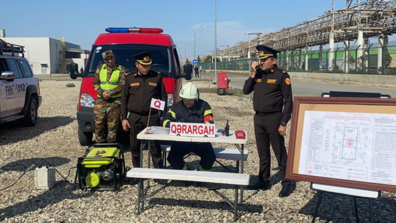 Sumqayıtda yanğın-taktiki təlim keçirilib