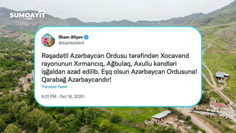 Vətən müharibəsinin 20-ci günü: Bir sıra kəndlər işğaldan azad edilib Vətən müharibəsinin 20-ci günü: Bir sıra kəndlər işğaldan azad edilib