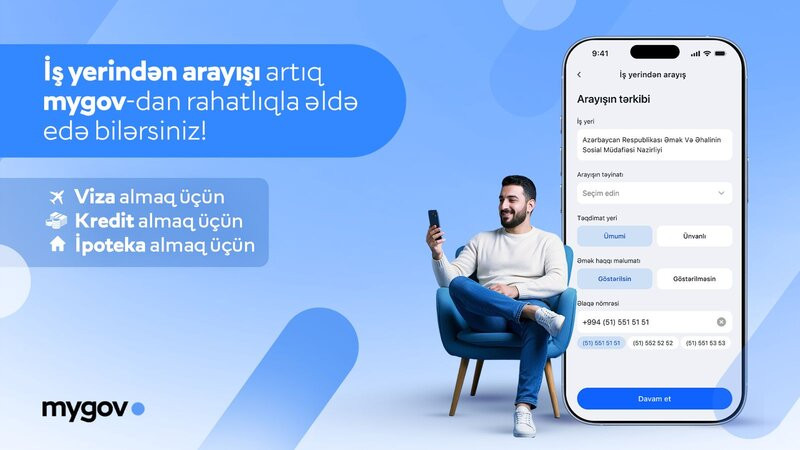 Vətəndaşlar artıq iş yerinə dair arayışı mygovdan da əldə edə biləcəklər