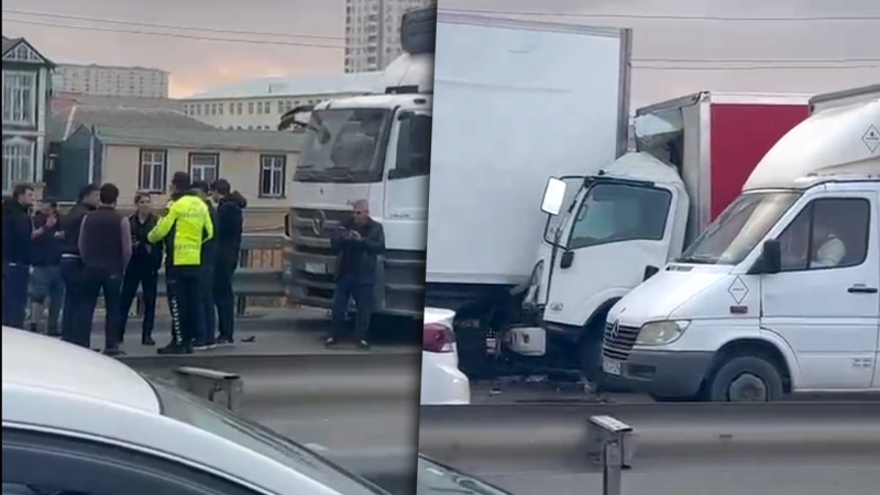 Bakı-Sumqayıt yolunda yük maşınları TOQQUŞUB