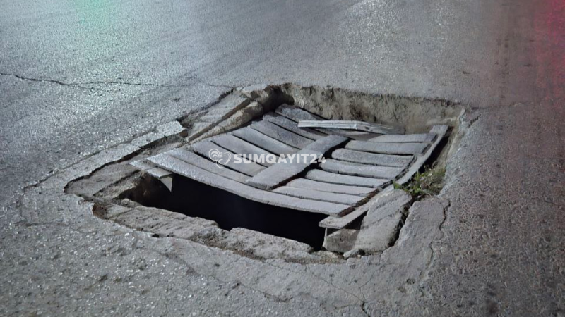 Sumqayıtda qəza şəraiti yaradan RİSKLİ YOL