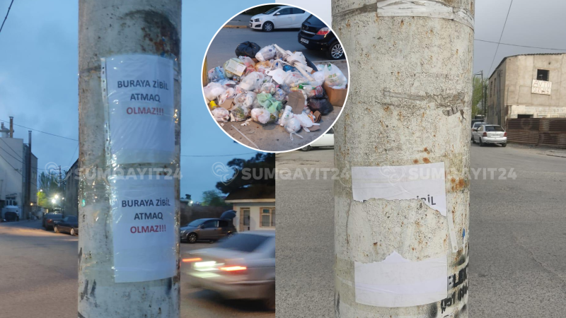 Sumqayıtda laqeydlik pik həddə : Zibil atmayın elanı cırıldı