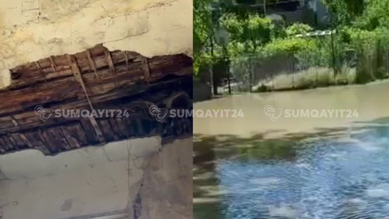 Qəzalı evlər, zirzəmilərə dolan çirkab su - Sumqayıtdan ŞİKAYƏT