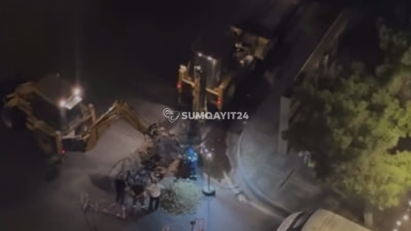 Sumqayıtda gecə təmirinə sakinlərdən etiraz