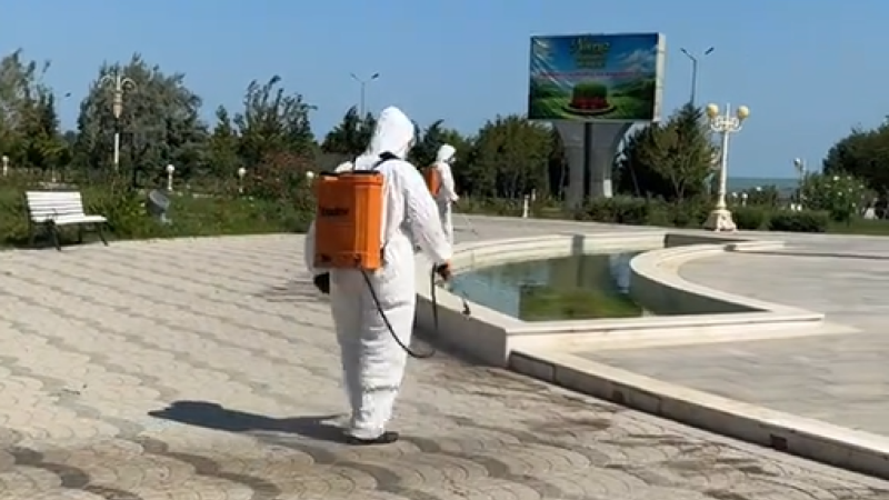 Sumqayıt bulvarı dezinfeksiya edilir - VİDEO