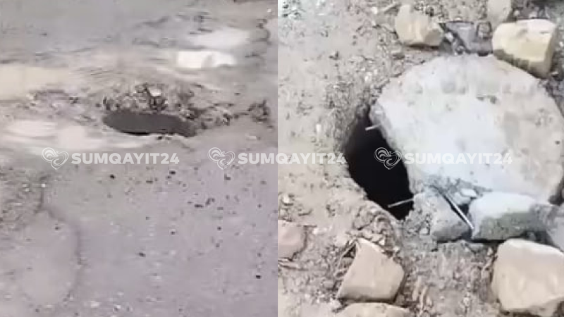 Sumqayıtda təhlükəli mənzərə - açıq lük və yarımçıq işlər - VİDEO