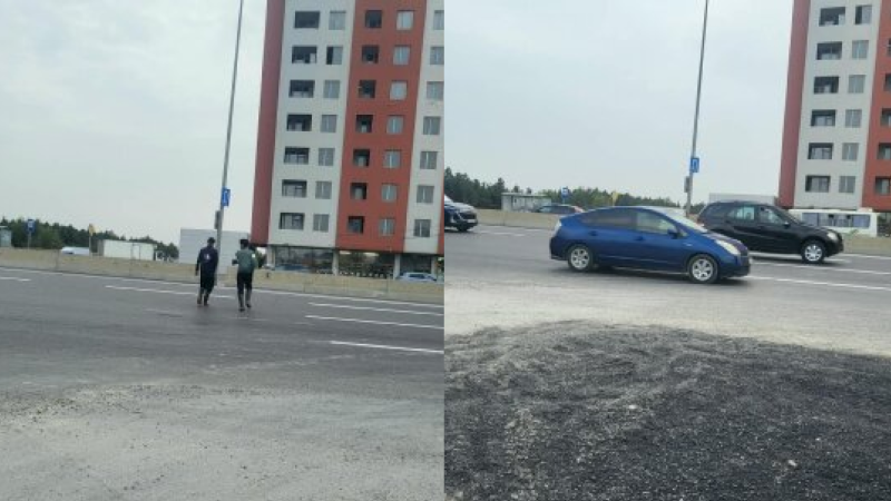 Ceyranbatanda sakinlərdən iki tələb: piyada keçidi və dayanacaq
