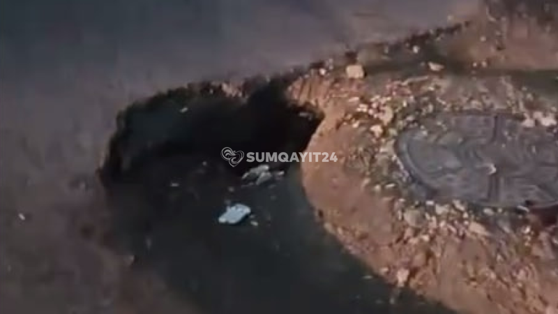 Sumqayıt yolunda təhlükəli çökmə