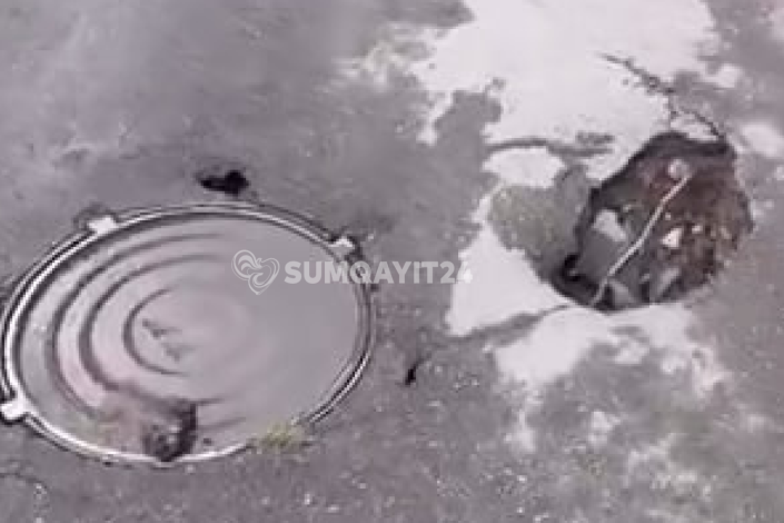 Sumqayıtın məktəb yolunda narahatedici mənzərə