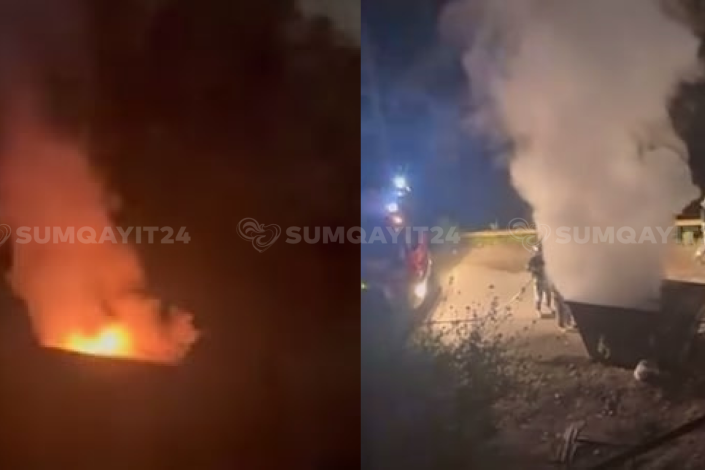 Sumqayıtda qaz xəttinin yanında "od oyunu"