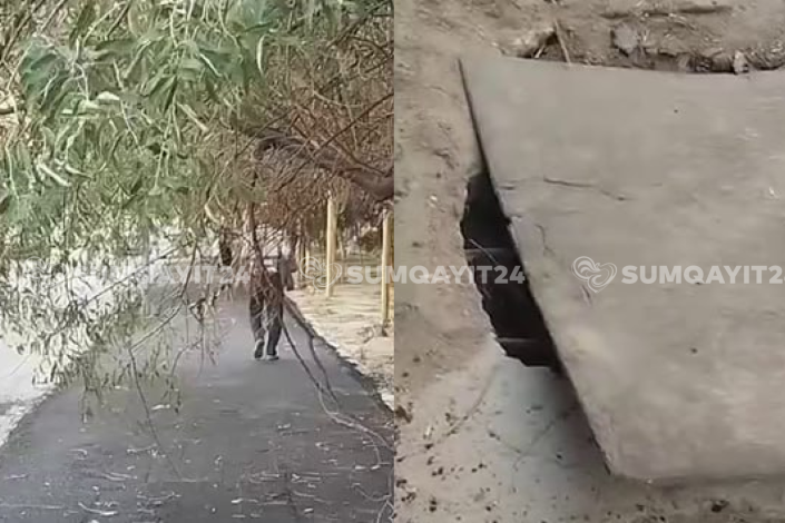 Sumqayıtda piyadaların hərəkətinə maneə yaradan problemlər