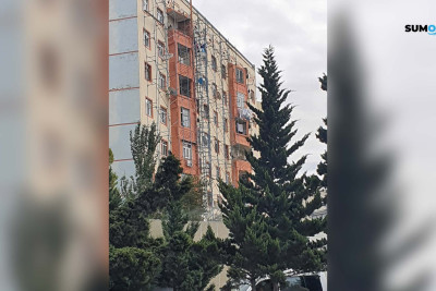 Sumqayıtda binaların fasadları rənglənir