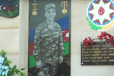 Sarayda şəhid Tərlan Məmmədovun xatirə bulağı inşa olunub