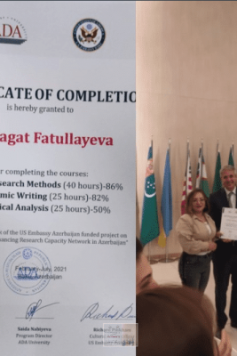 Sumqayıt Dövlət Universitetinin əməkdaşı sertifikata layiq görülüb