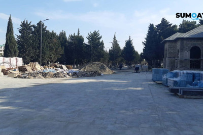 Sumqayıtda Şəhidlər xiyabanında yenidənqurma işləri davam edir