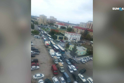 Sumqayıt: avtovağzalın önündə tıxac yaranıb