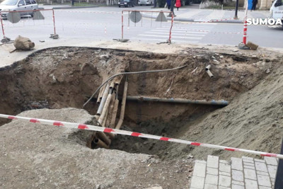 Sumqayıtda çökən yolun təmiri yekunlaşmaq üzrədir