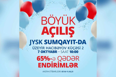 Sumqayıt: Skandinaviyanın mәşhur brendi olan "JYSK"da 65%-ə qədər endirimlər