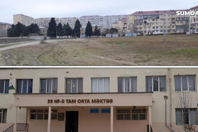 Sumqayıtda 39 nömrəli məktəbin idman meydançası baxımsız qalıb