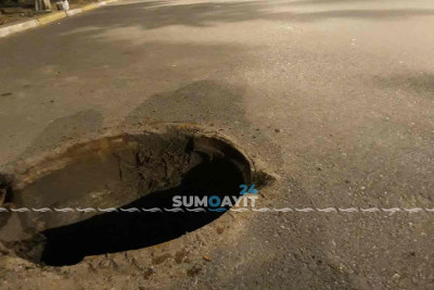 Sumqayıtda 16 nömrəli məktəbin önündə kanalizasiya quyusunun qapağı yoxdur