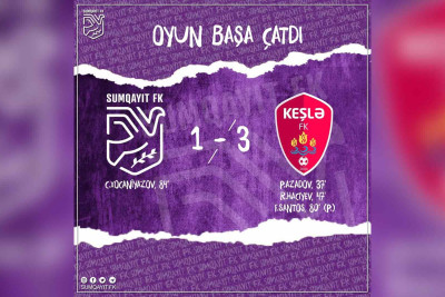 "Sumqayıt" futbol klubu 2 top fərqi ilə rəqibinə uduzub