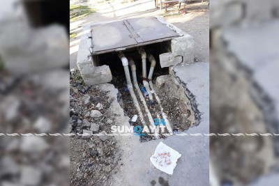 Sumqayıt: yeraltı boruda təmir aparılıb, lakin qazılmış yerin üstü örtülməyib