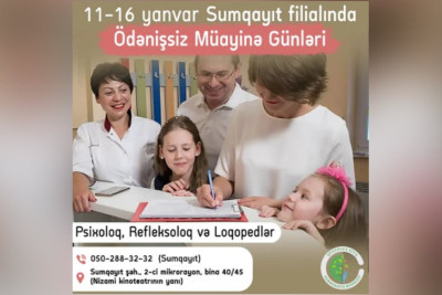 Sumqayıt: Qüsursuz Nitq Mərkəzi ödənişsiz müayinə günləri elan edib