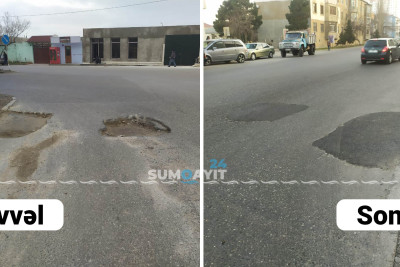 Sürücüləri narahat edən daha bir yol təmir olunub