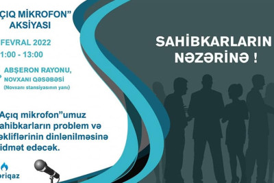 Novxanı qəsəbəsi: “Azəriqaz” İB “Açıq mikrofon” aksiyası keçirəcək