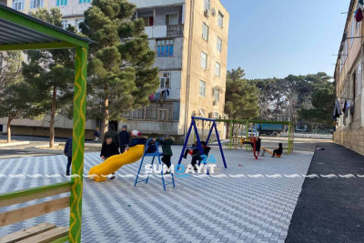 H.Z. Tağıyev qəsəbəsində uşaq meydançasının tikintisi yekunlaşıb