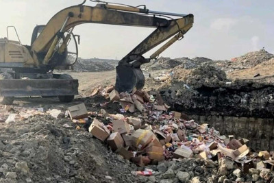 Sumqayıt poliqonunda ət və süd məhsulları məhv edilib