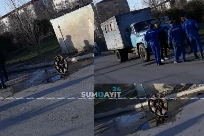 12-ci mikrorayonda dolmuş kanalizasiya xətti təmizlənib