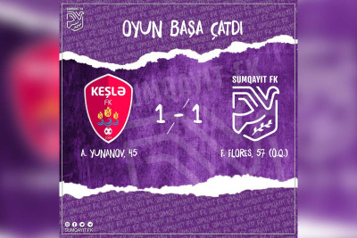 “Sumqayıt” futbol klubu “Keşlə” ilə səfər oyunundan 1 xalla dönüb