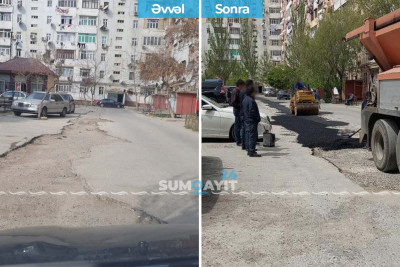 9-cu mikrorayon sakinlərini narahat edən yol təmir edilib