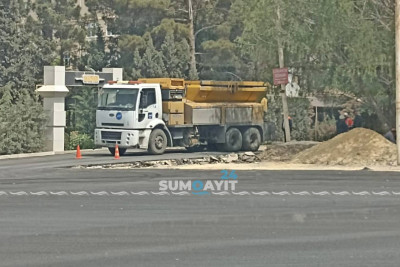 “Aygün” şadlıq sarayının önündə qazılmış yola asfalt çəkilib