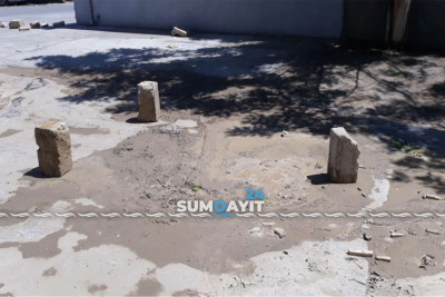 Sumqayıtda partlamış boru təmir olunub
