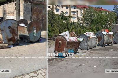 Şəhərin bu hissələrində zibil qutuları yararsız vəziyyətdədir