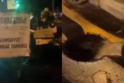 Azərbaycan prospektində kanalizasiya xətti tutulub