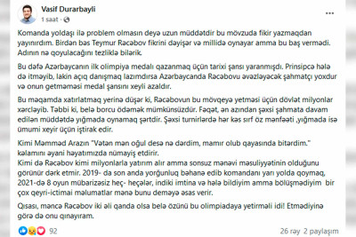 Rəcəbovun Şahmat Olimpiyadasında iştirak etməməsi qrosmeysterimizin narazılığa səbəb olub