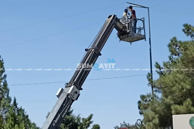 İşıq dirəklərinə yeni led lampalar quraşdırılır