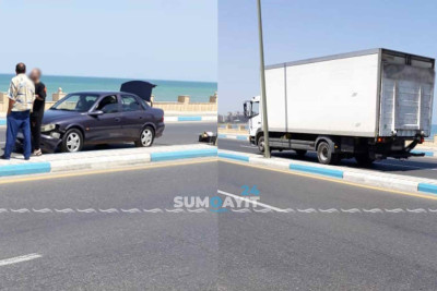 Corat yolunda yük maşını ilə minik avtomobili toqquşub